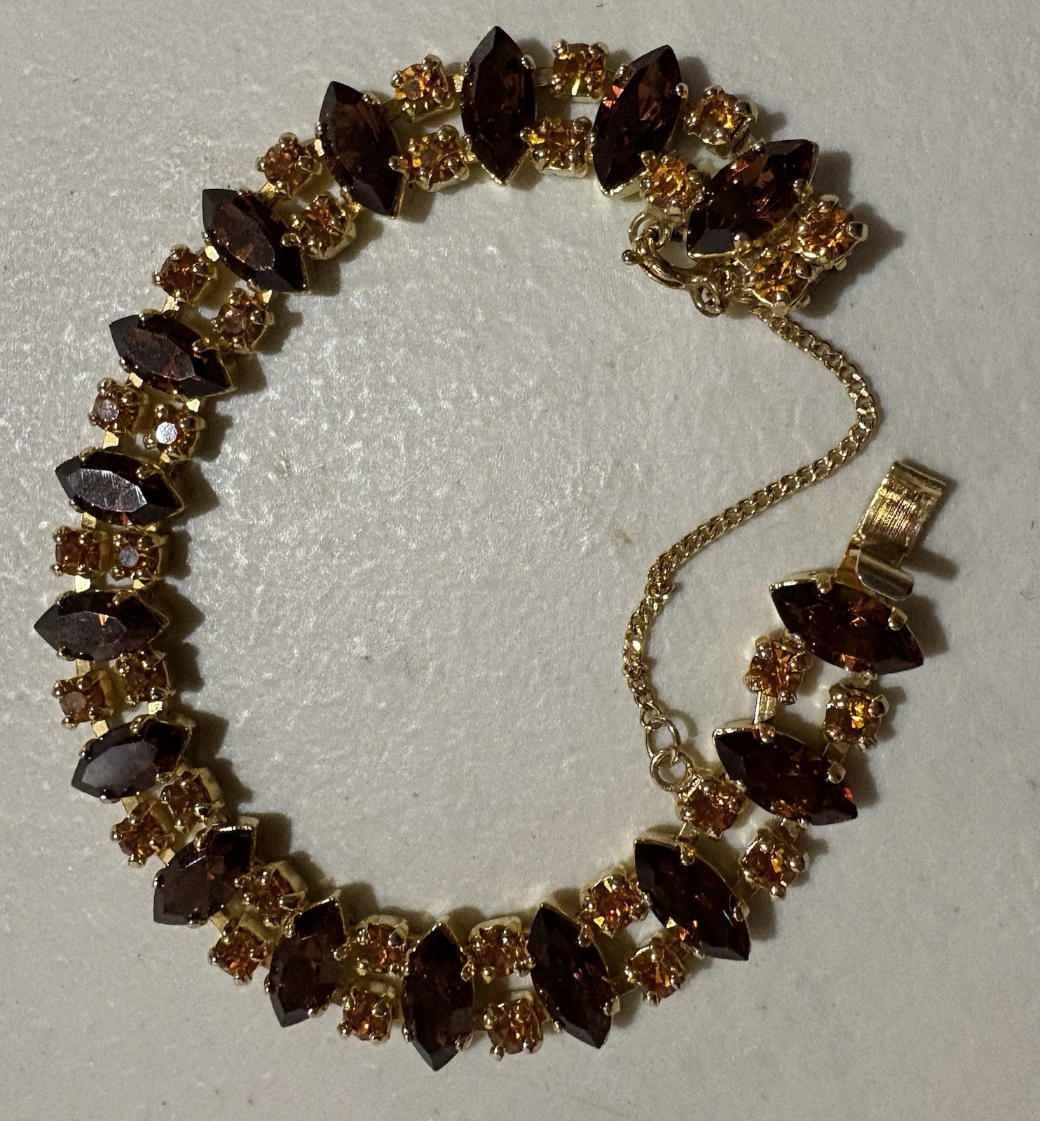 Vintage – Costume Jewelry- Amber and Gold – Bracelet and Earrings Set