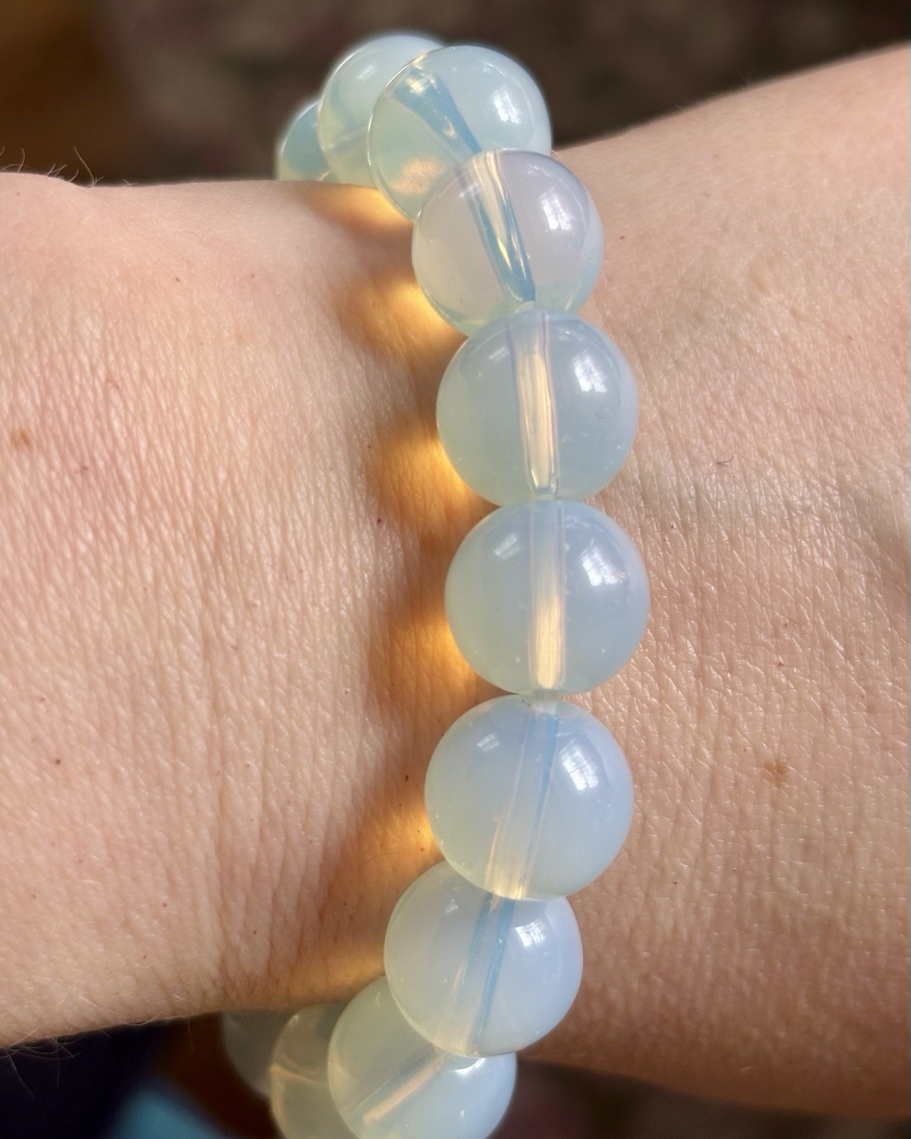 Vintage Opaline Glass Fabulous Beaded Elastic Bracelet Mint