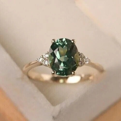 2.65Ct Art Deco Lab Created Emerald & Diamond Anniversary Gift 14K Gold FN Ring