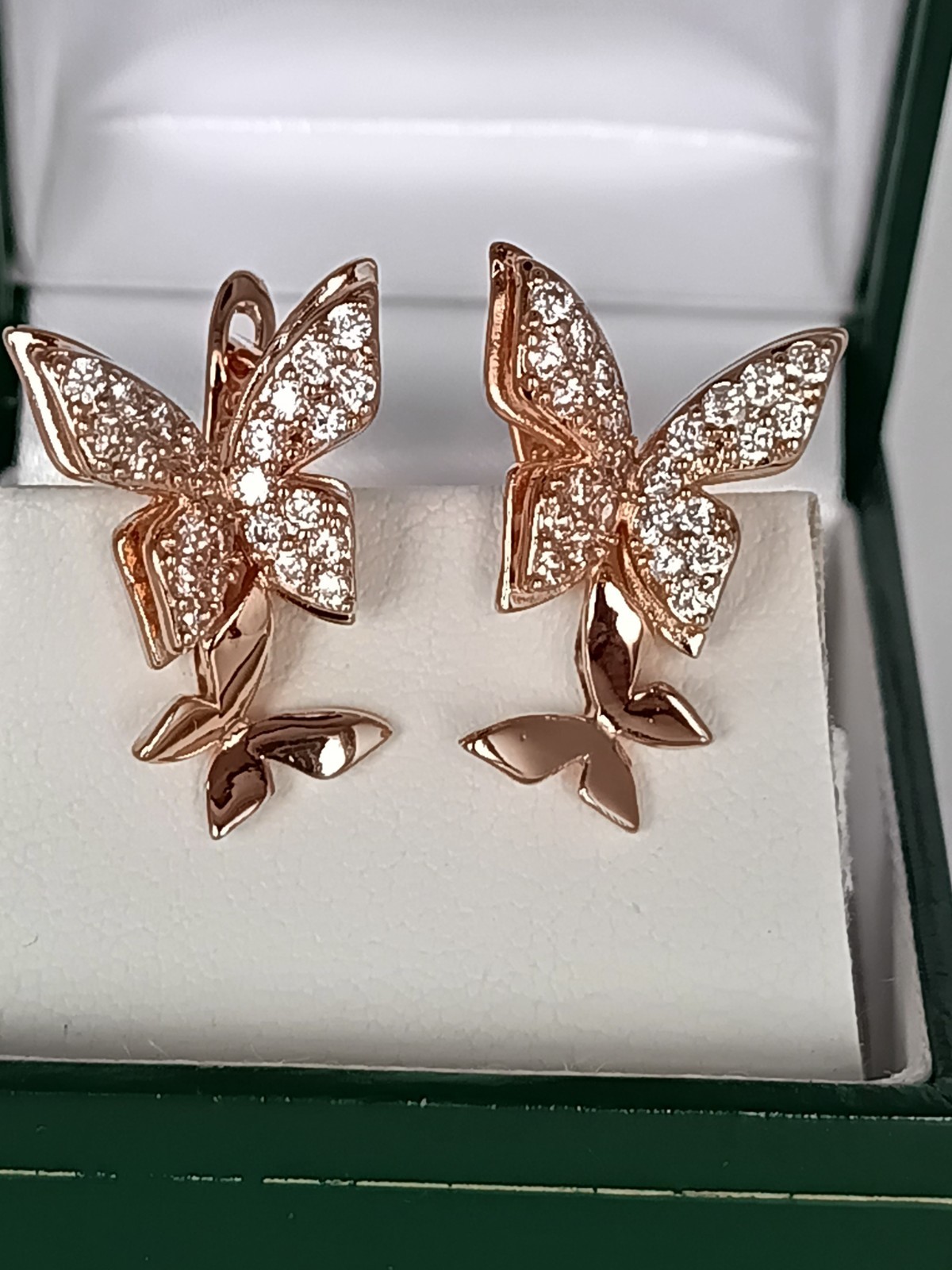 Vintage 1990-s 14 Ct Rolled Gold Large Zircons Earrings-Hallmarked 585 RG