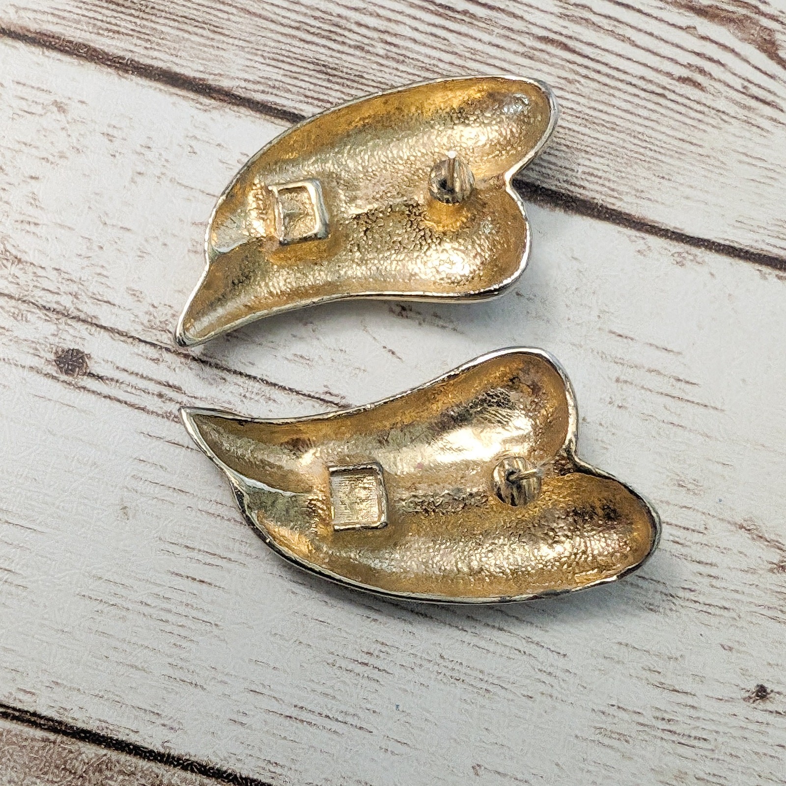 Vintage Earrings For Pierced Ears – 1 & 5/8″ Double Swish – Fair Condition