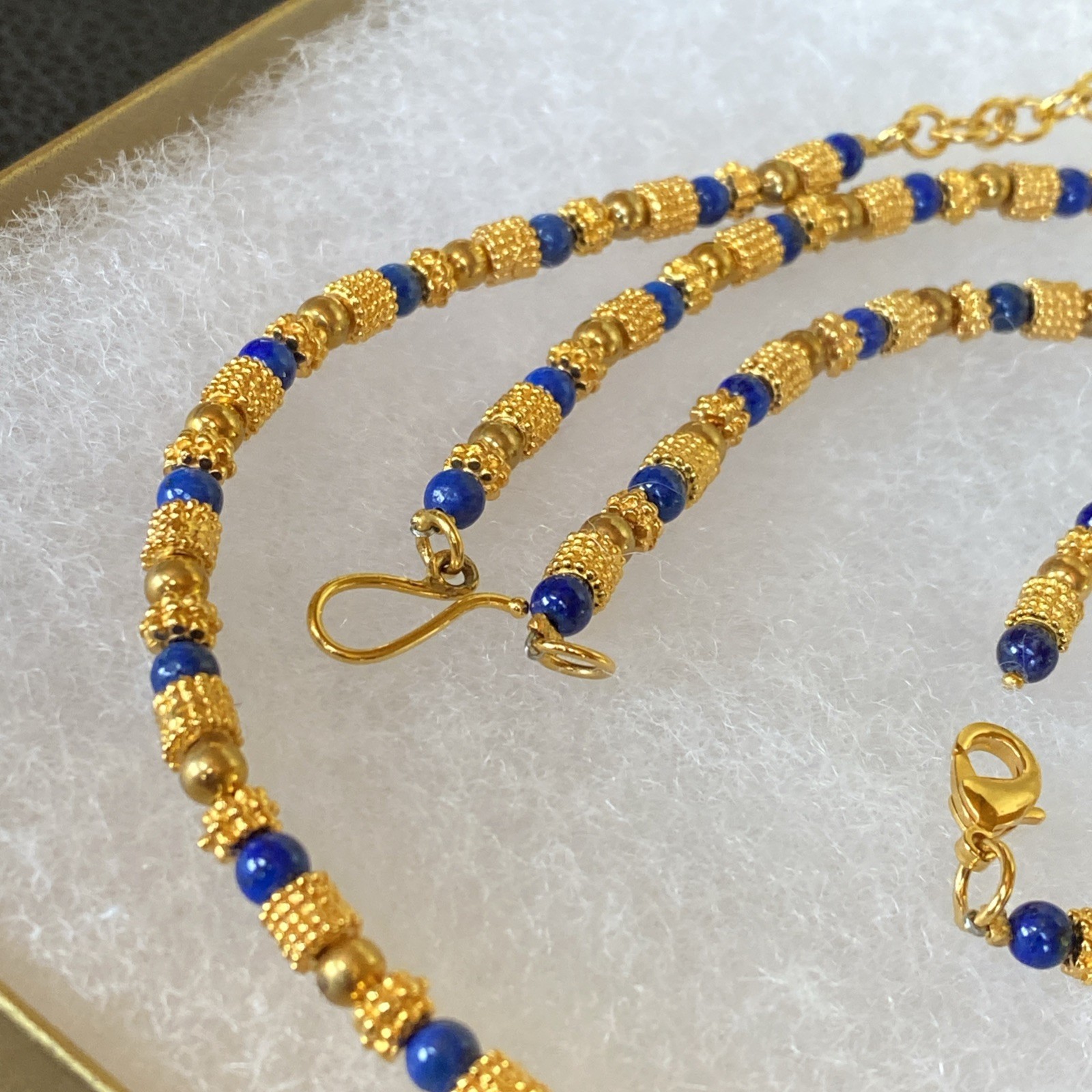 Vtg Museum Museum Art Lapis Lazuli Beaded Necklace Bracelet Etruscan Revival MMA