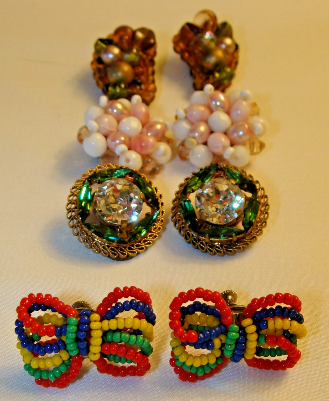10 Pairs Vintage Earrings Austria W. Germany Czech Japan Hong Kong