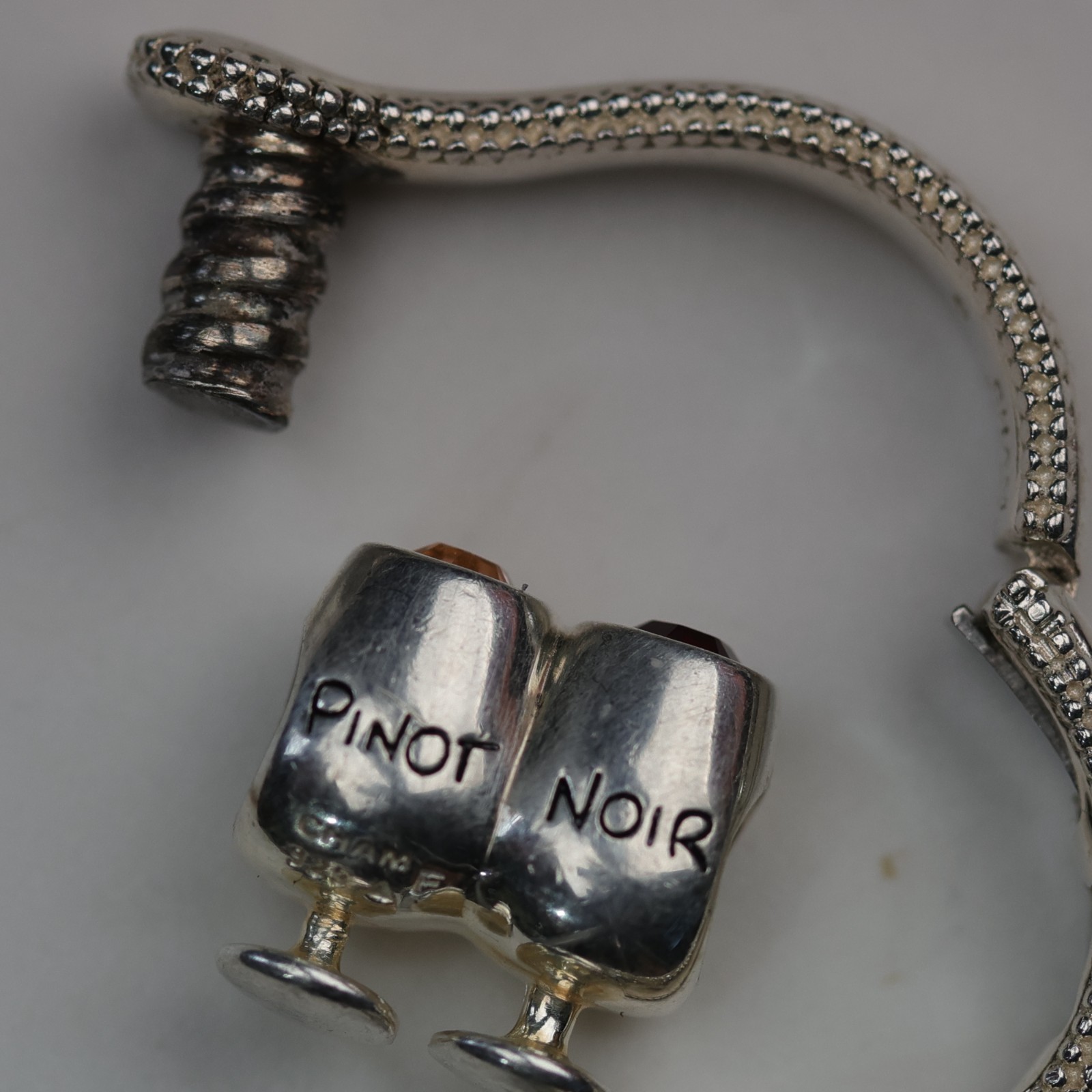 Pinot Noir Wine Glasses with Gemstones Charm Sterling Silver