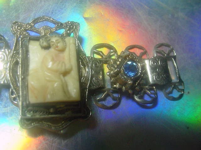 Jinn wishing genie blue Tara good luck talisman lucky charm bracelet Asian c1960