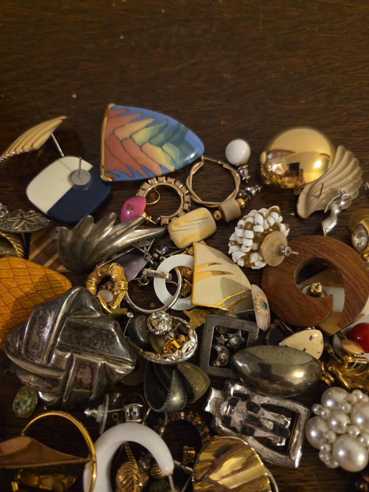 Vintage Lot Of Unmatched Single Earrings Post And Clip On