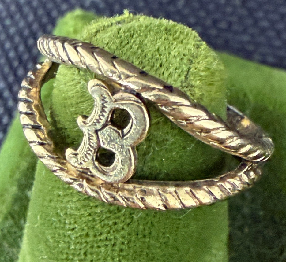 Vintage Gold Plated Monogram Signet “B” Ring Size 6 New Old Stock!