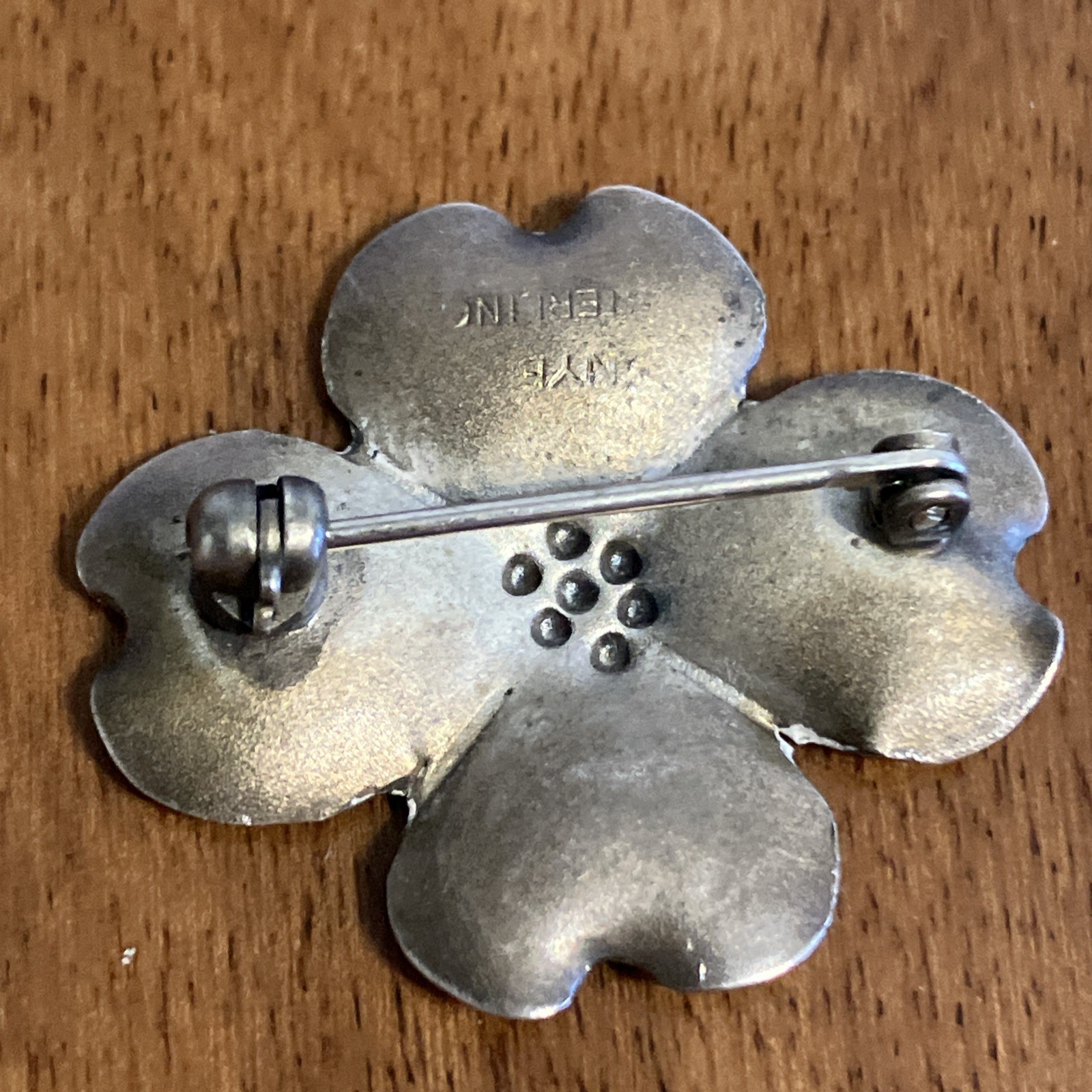 Vintage Stuart Nye Sterling Silver Hand Crafted Dogwood Flower Pin Brooch 1940s