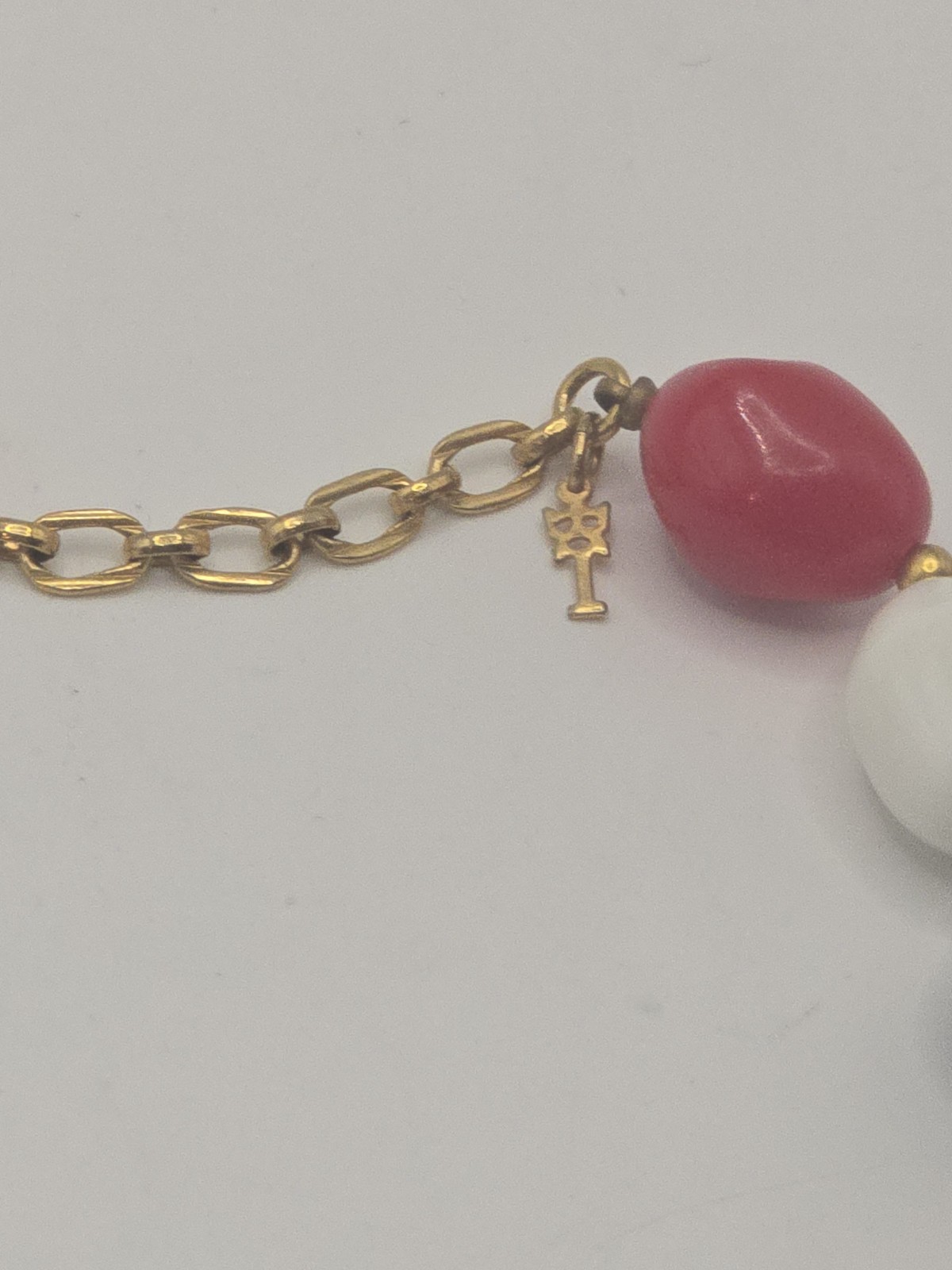 Trifari Red White Blue Chunky Bead Necklace Gold Tone Patriotic Nautical…