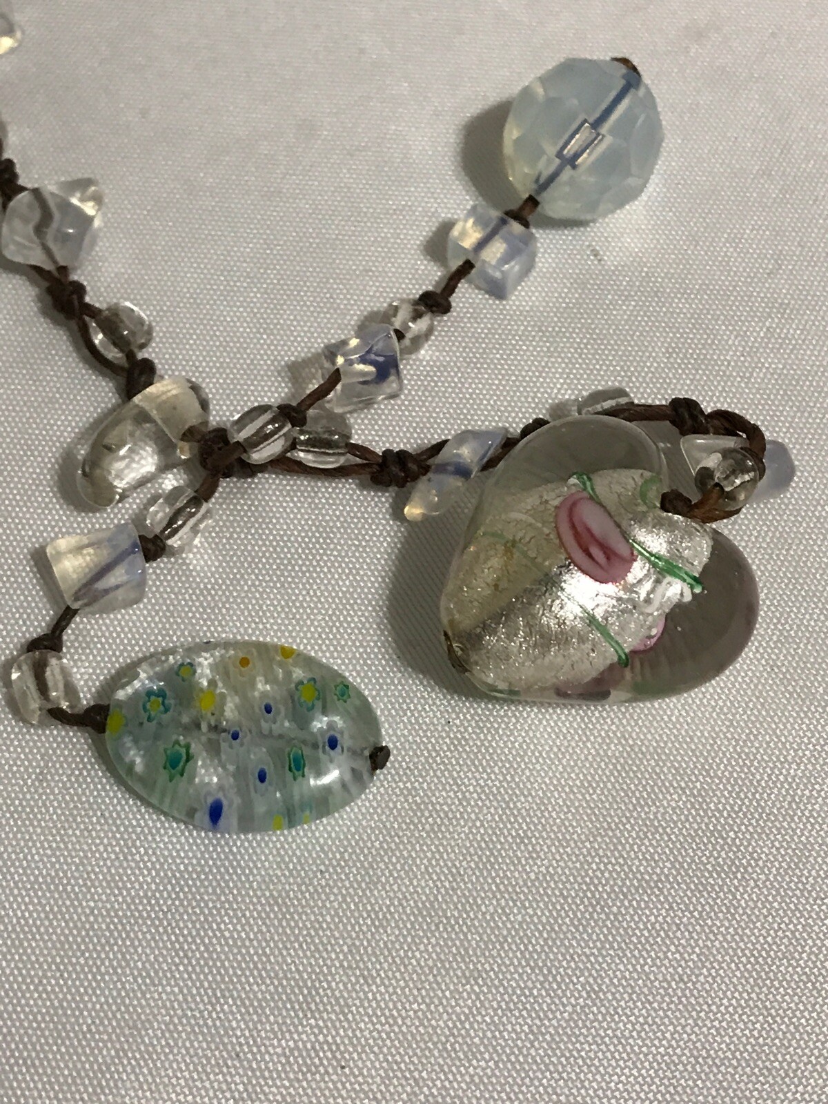 2 Amethyst Moonstone Extra Long Necklaces Sash Glass Mili Approximately 40” 50”