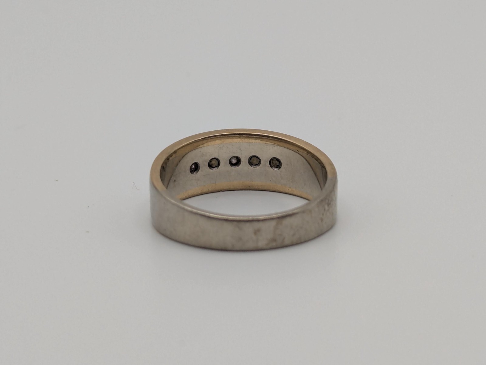 14k Multi Gold Diamond Wedding 6.4 mm Band White Gold Anniversary Ring