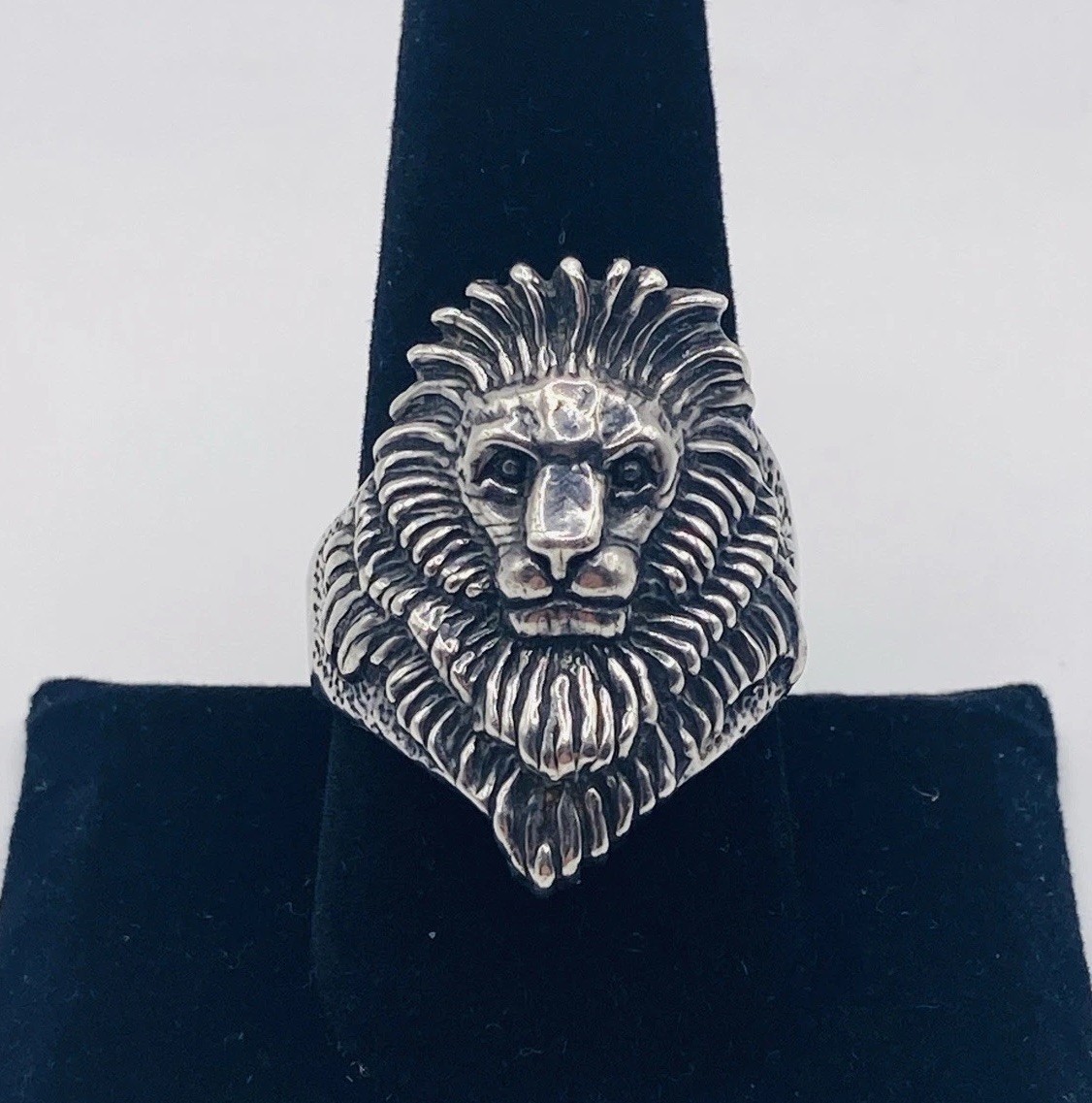 Vintage G&S 925 Sterling Silver Lion Head Statement Ring Size 10 Biker 1994 15g