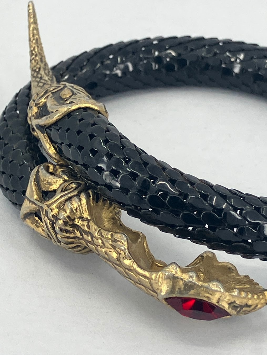 Vintage Snake Bracelet Black Mesh Bypass Wrap DL Auld