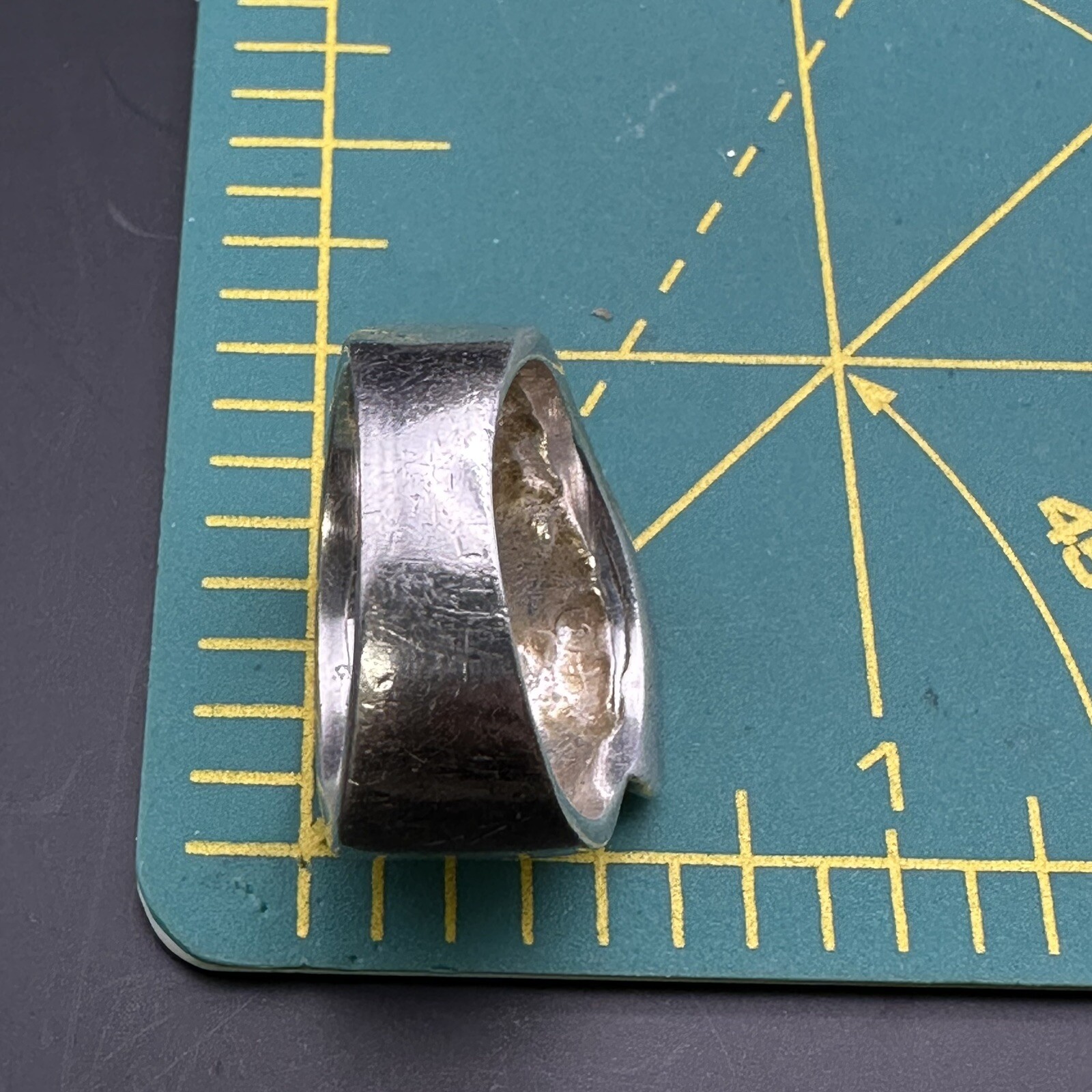 Modernist Smooth Ring Vintage Signed Italy 925 Sterling Silver Size 7.75