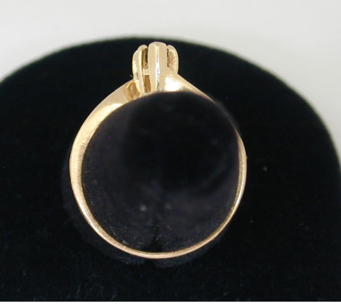 Vtg ASH 14K Yellow Gold Marquise Dark Blue Sapphire & Diamond Ring Size 7.5 585