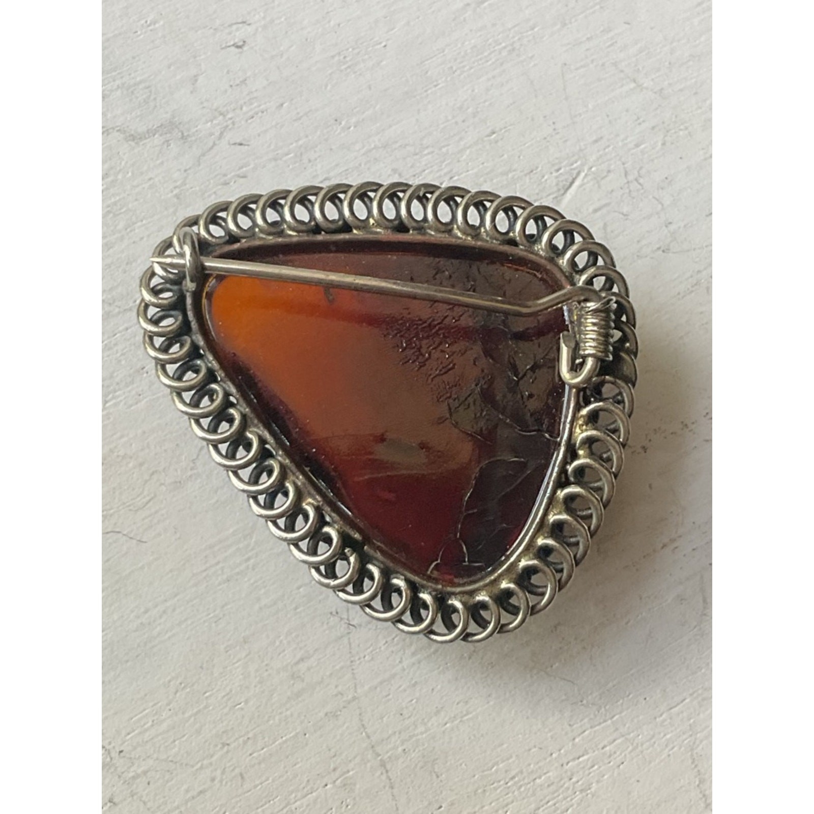 Vintage Baltic Amber Modernist Brooch Pin