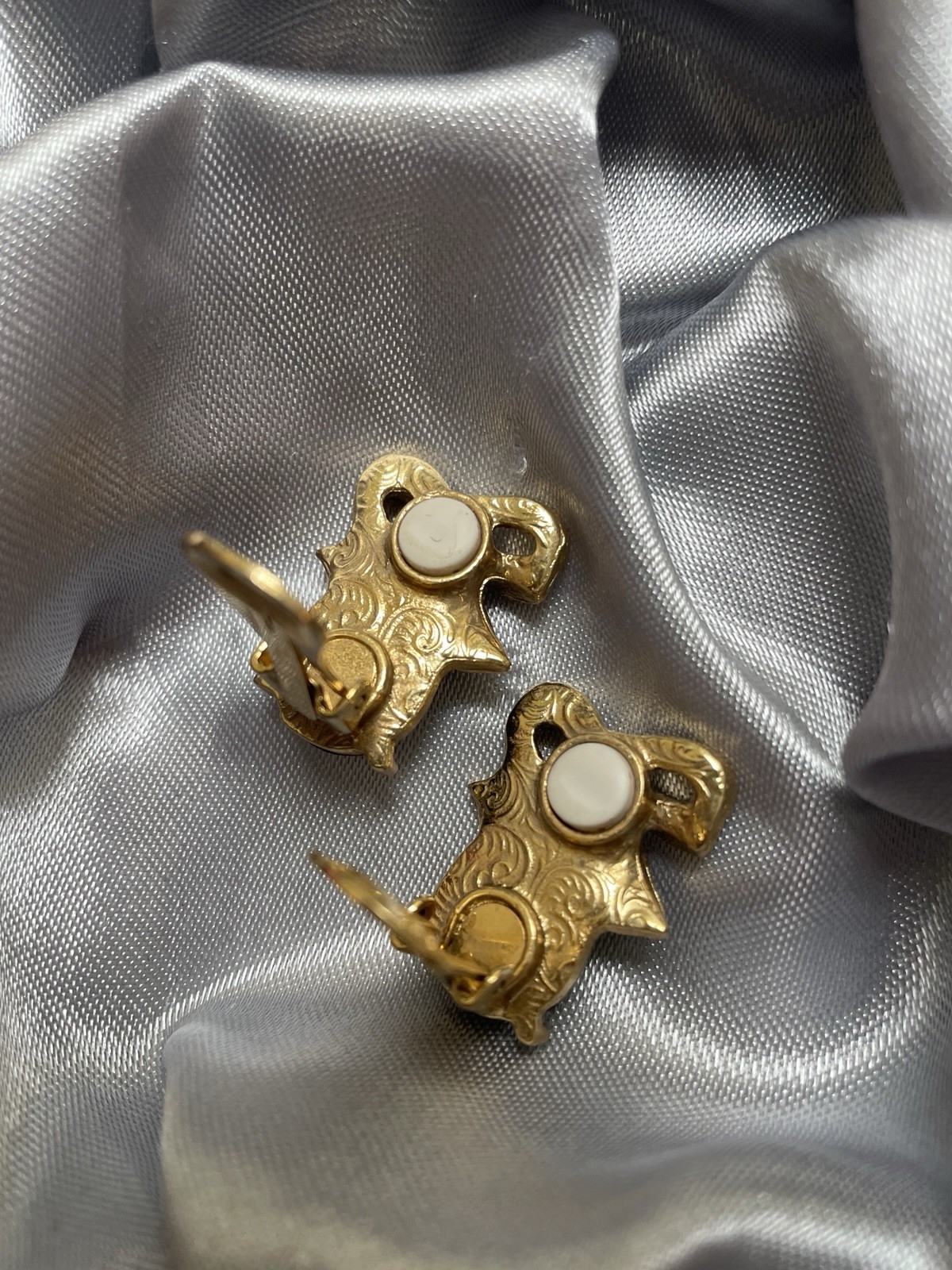1928 Jewelry Co. Earrings Faceted Black Cabochon Bow Motif Pave Crystals Clip-on