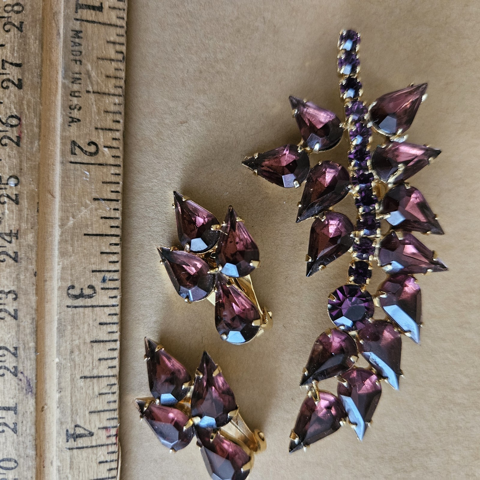Vintage Jewelry Lot 12 pc Rhinestone Brooch Earrings Sterling Marcasite Bakelite