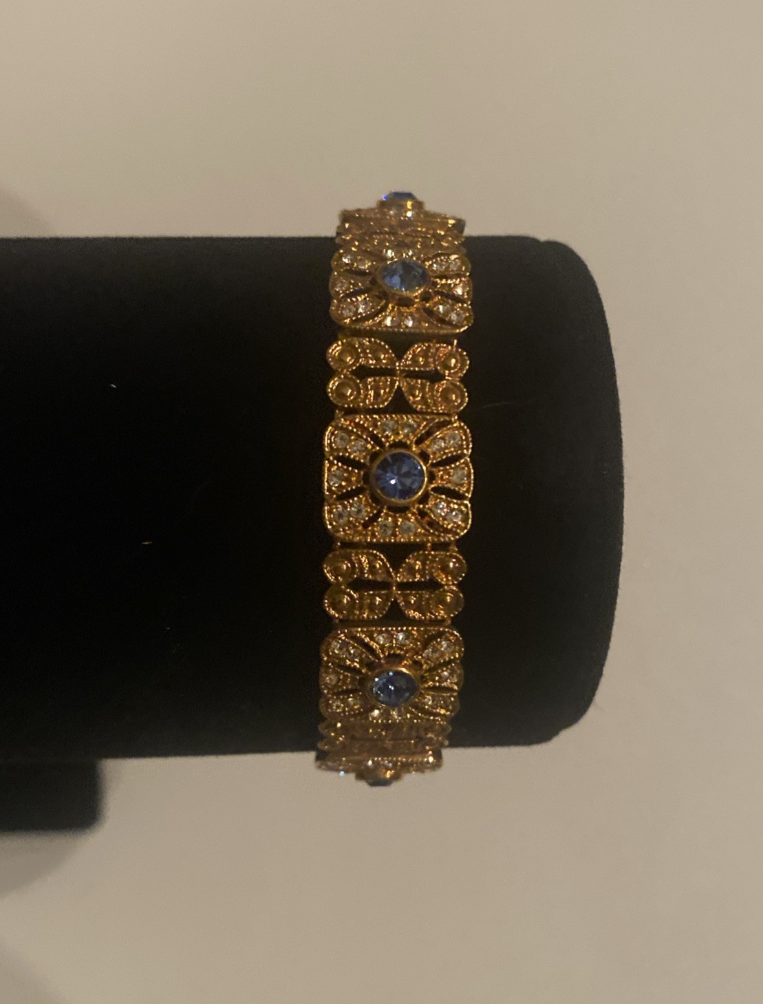 Camrose & Kross Jacqueline Kennedy Light Blue And Crystal Square Gold Bracelet