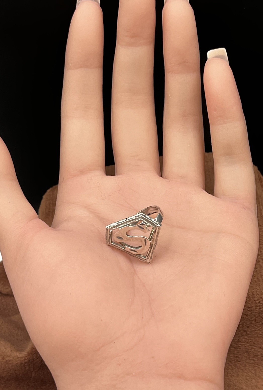 Comics Superman Symbol Open Work VTG. SIGNET Sterling Silver Ring SZ 6.5 Unisex