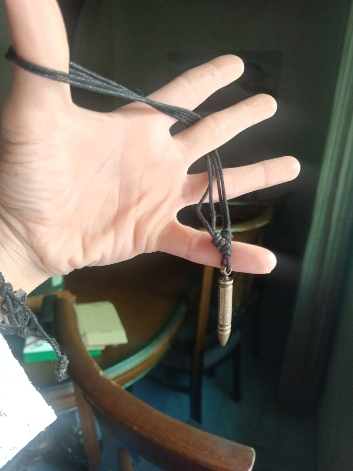 Vintage Bullet Necklace Brass Ammo Pendant Military Survivor Cord Chain