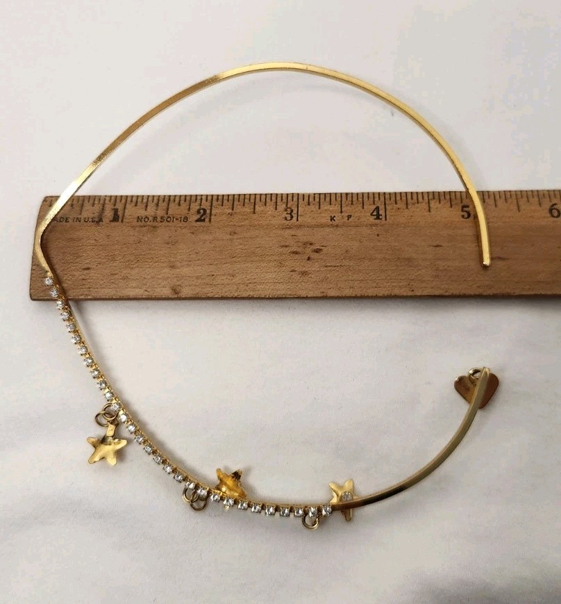 Lunch at the Ritz Star Charm Collar Necklace Goldtone Rhinestones