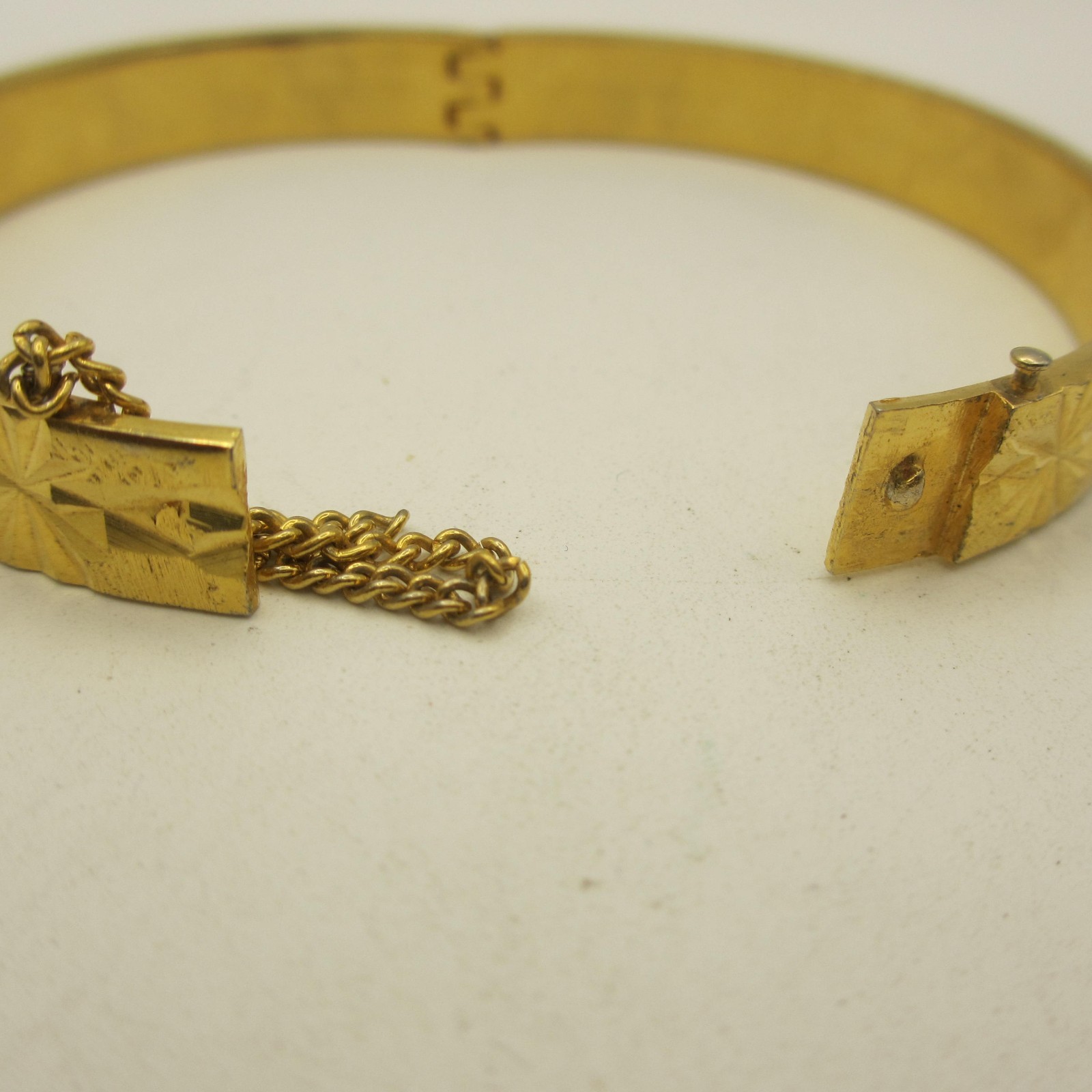 Vintage Rolled Gold Bracelet Atomic Starburst Etched BROKEN SAFETY CHAIN