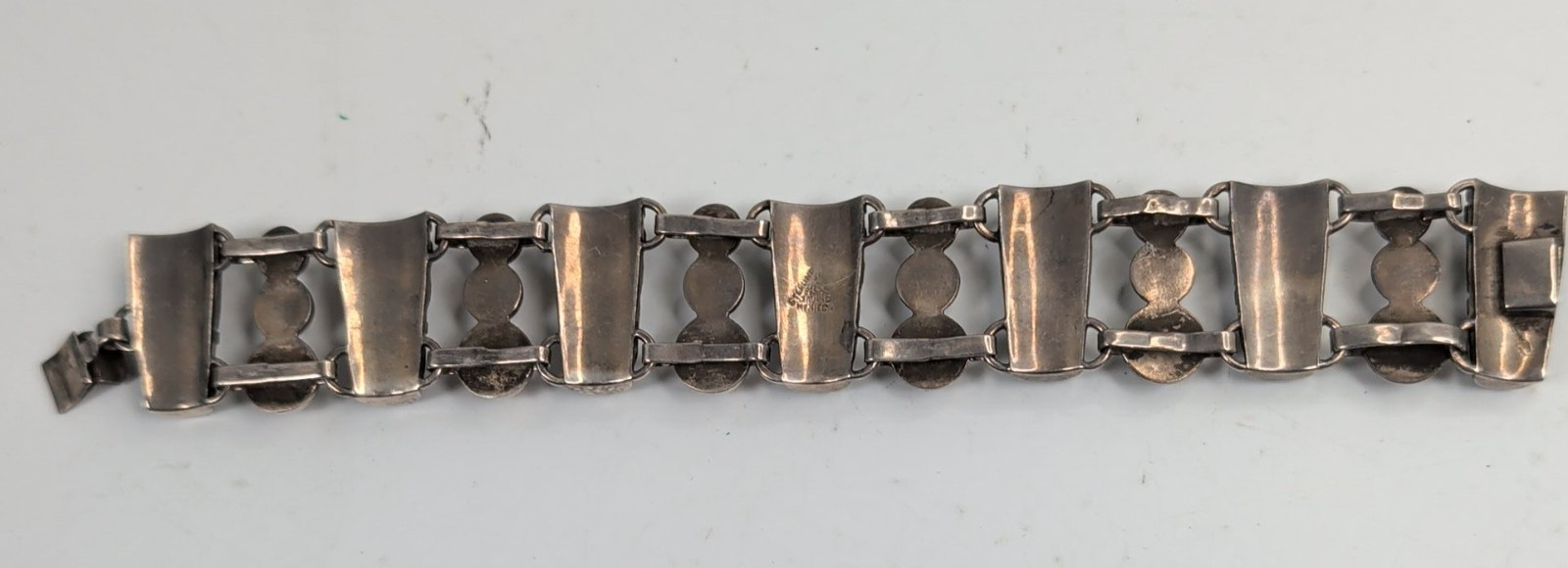 Vintage Taxco Mexico 925 Sterling Silver Modernist Bead Panel Bracelet 40g