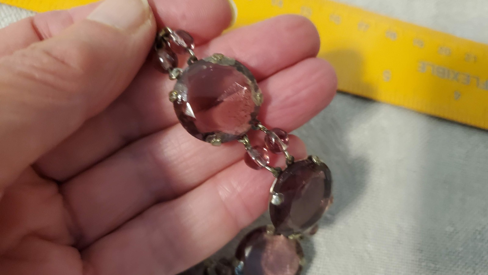Antique open back bezel amethyst glass bracelet stunning!!!!