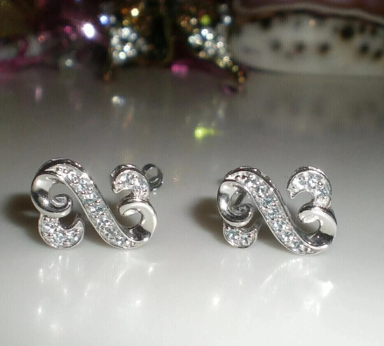 Art Deco Style Lab Created Diamond Any Occasion Wear Earrings 14K White Gold FN