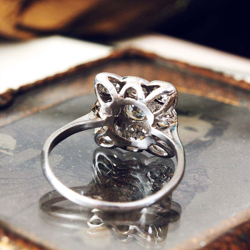2.30CTW White Round Cut Simulated Diamond Antique Style Art Deco 925 Silver Ring