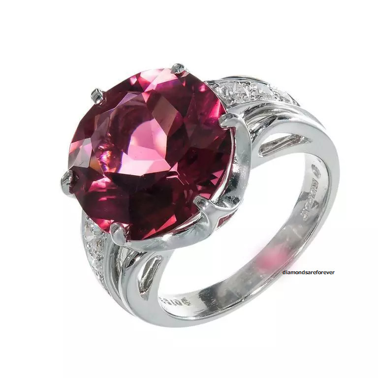 Original 1950-1959 Setting Center Rubellite Tourmaline Stone 9.CT Solitaire Ring