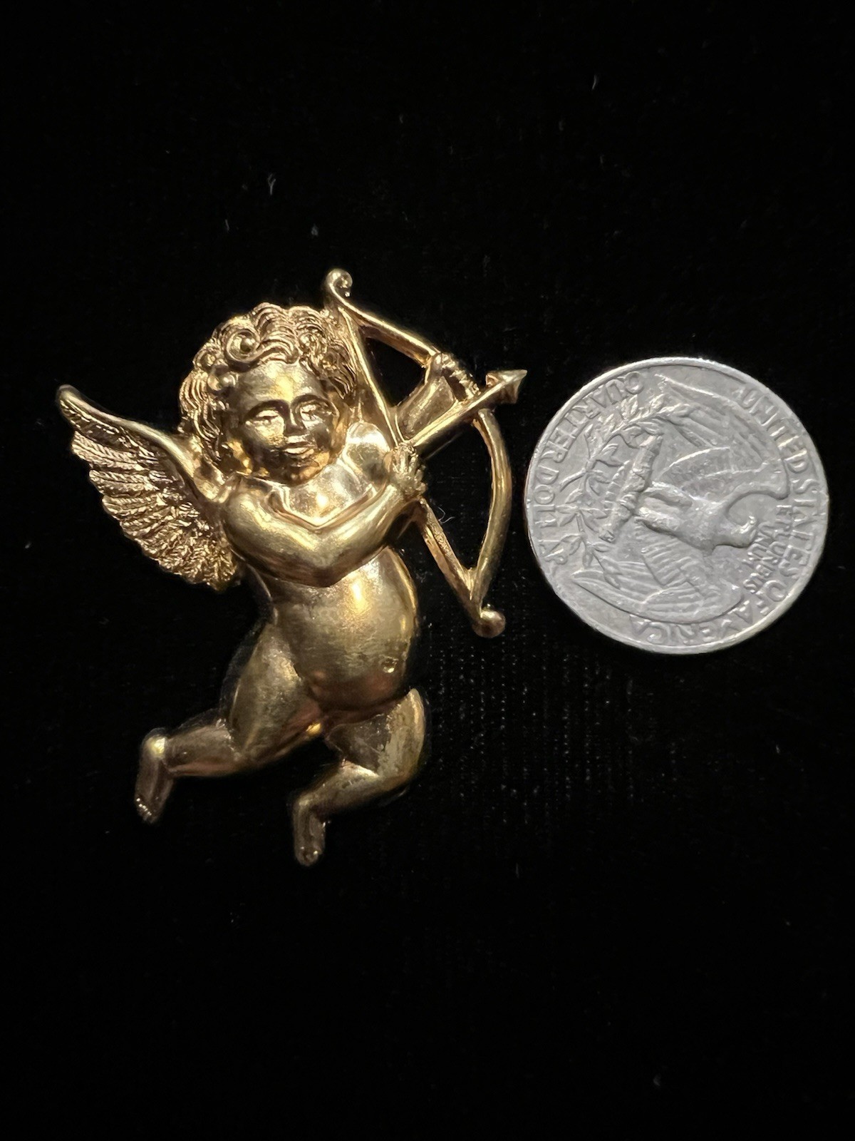 Large Cherub Vintage 22K Plated Over Brass Stamping For Jewelry Design Romantic