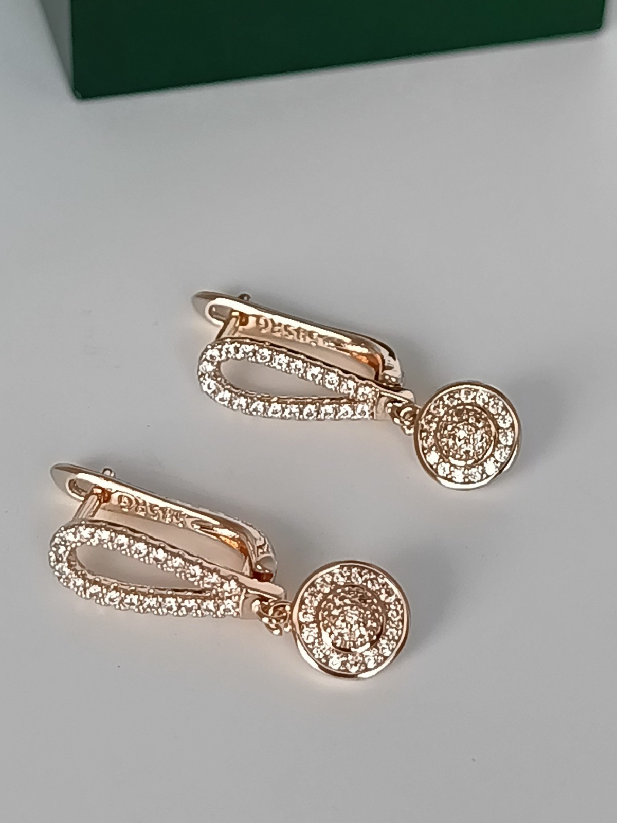 Vintage 1990-s 14 Ct Rolled Gold Zircons Earrings-Hallmarked 585 RG