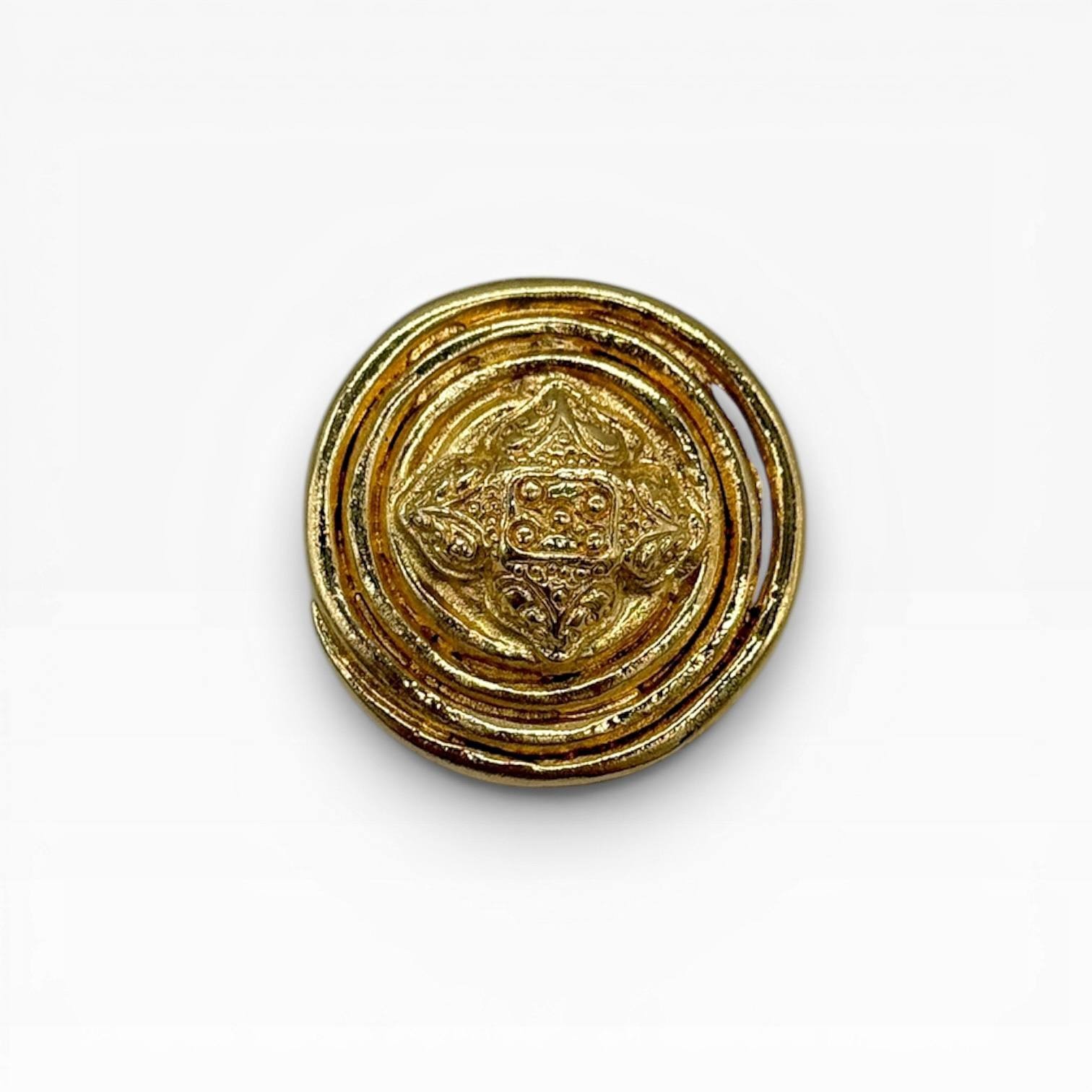 Vintage Yves Saint Laurent Gold Tone Brooch Pin France 1980s
