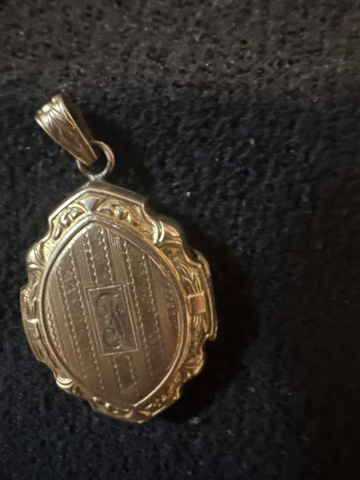 Antique Gold Filled Etched Monogram Locket Victorian Pendant