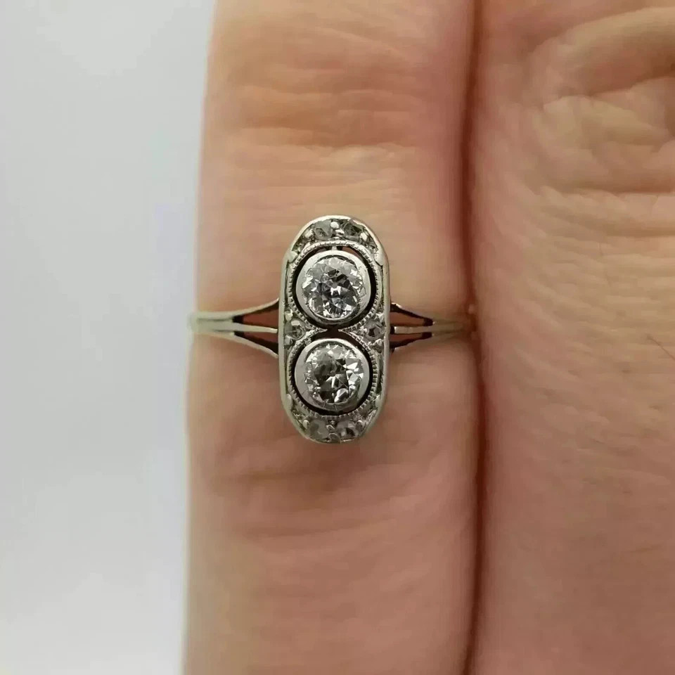 Stunning Art Deco Style Round Cut Lab Created Diamond 925 Silver Wedding Ring