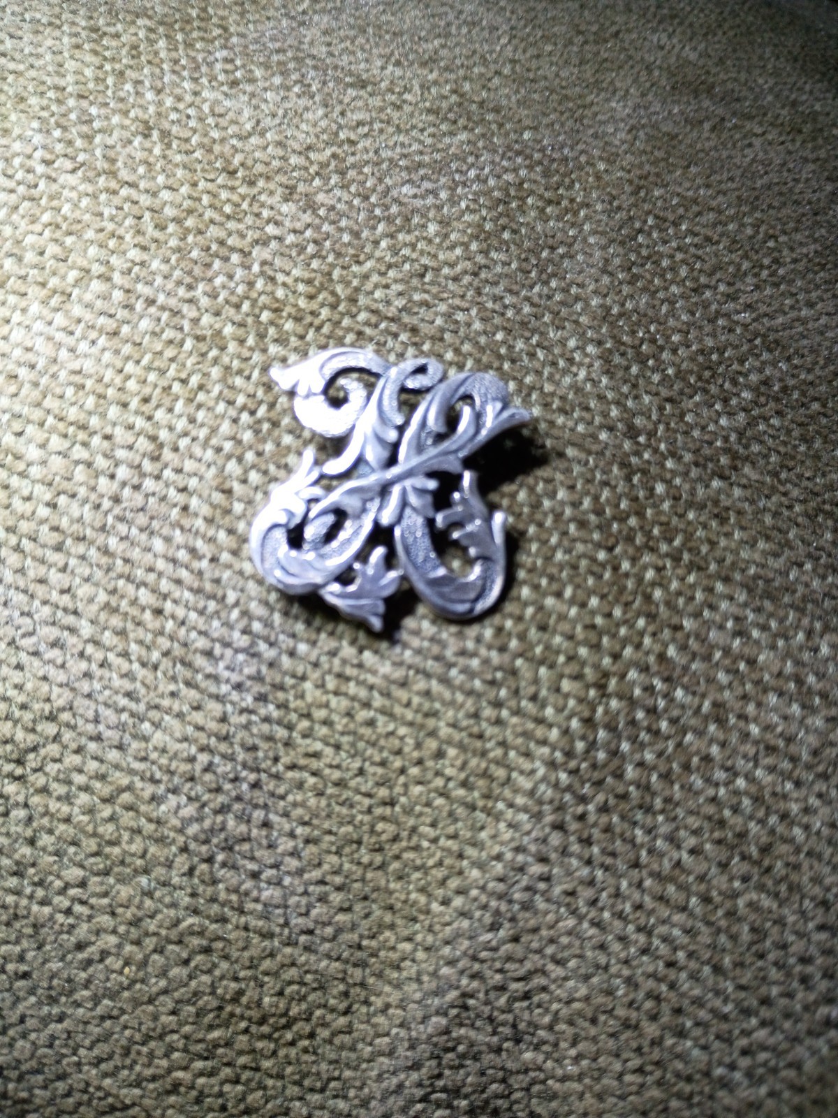 Vintage 1930s CINI Art Nouveau Engraved Letter H Sterling Silver 925 Brooch Pin
