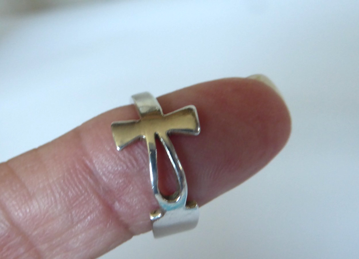 925 Sterling Silver Vintage JSF Mexico Egyptian Ankh Unisex Ring Size 7.5 Vtg.