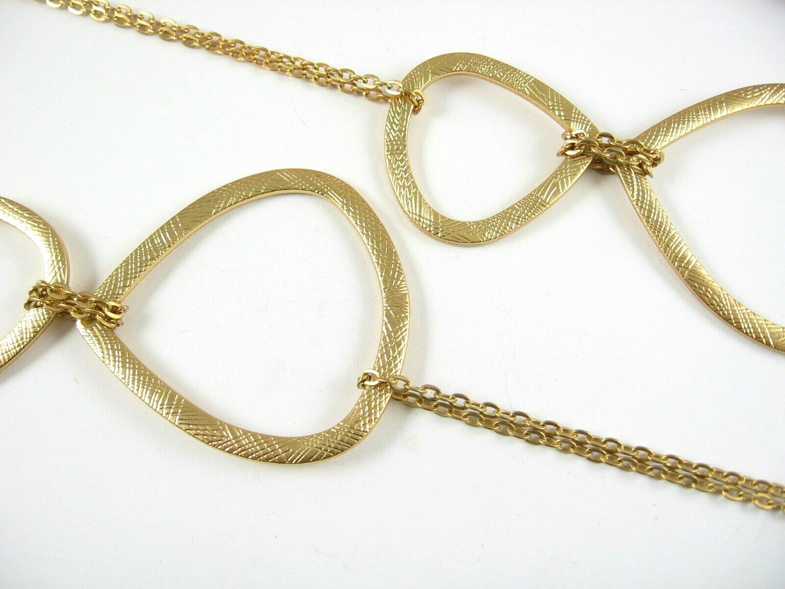 A.N.A Vintage NECKLACE Rounded Triangles Goldtone Designer Signed Tags Ana 36″