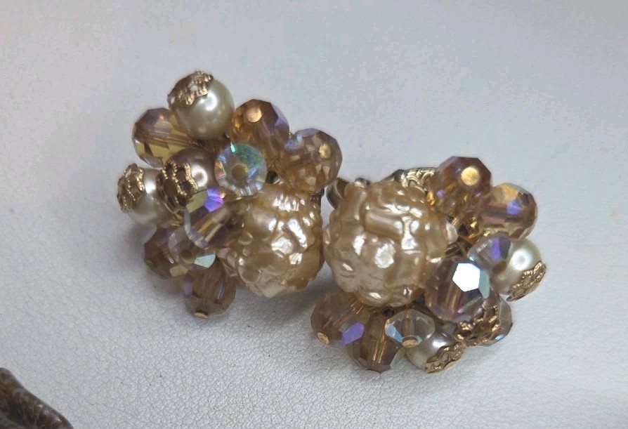 Vintage Vendome Necklace Bracelet Earrings Art Glass Parure