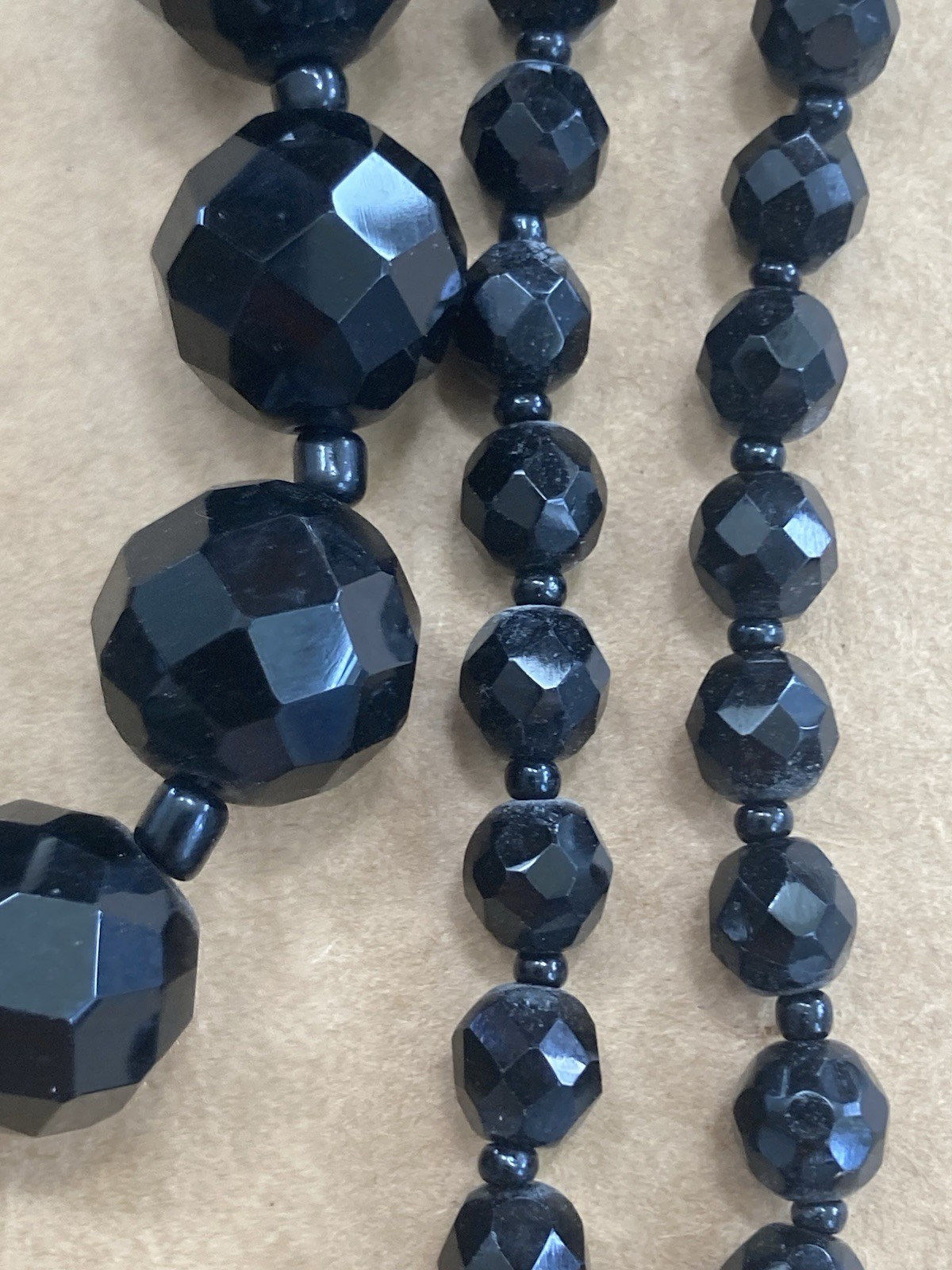 Vintage Black Glass Bead Necklace Lot ~ 1 lb wear or craft