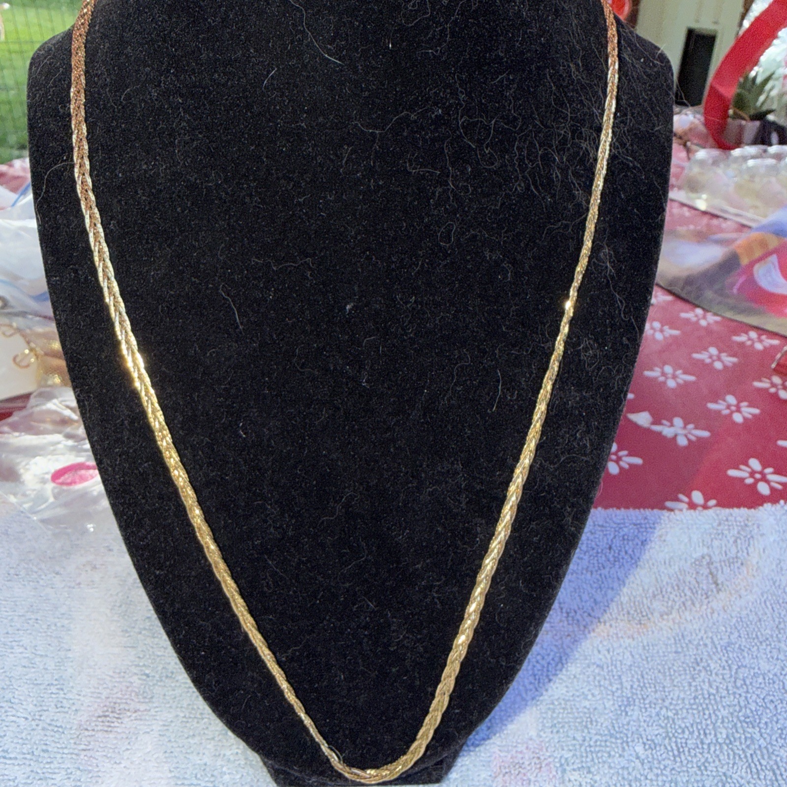 MONET Vintage Gold Tone Twist Braided Necklace 16 Inches Signed