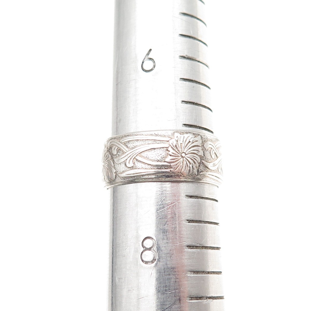 925 Sterling Silver Antique Art Deco Floral Oxidized Band Ring Size 7.25
