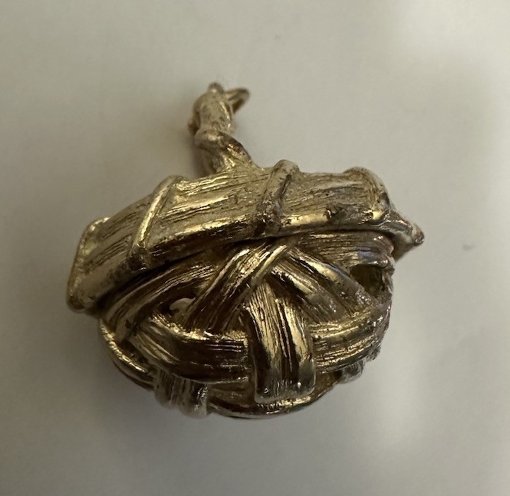 Givenchy Signed Gold Tone Basket Weave Pendant, Metal, No Stone. Has tone loss.