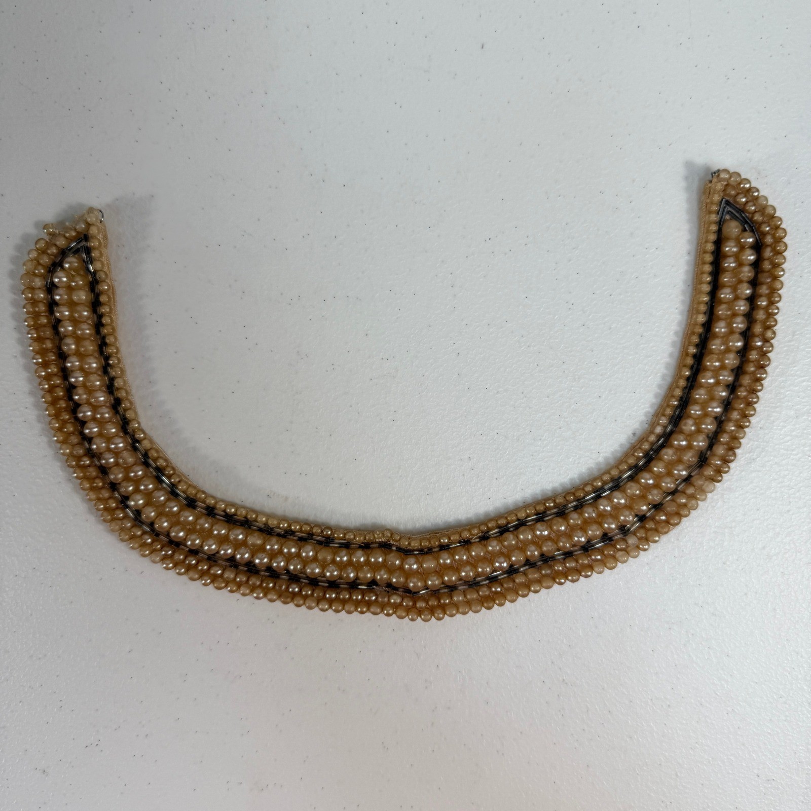 Vintage Necklace Choker Collar Faux Pearl Beaded Mid-Century Old Hollywood Glam