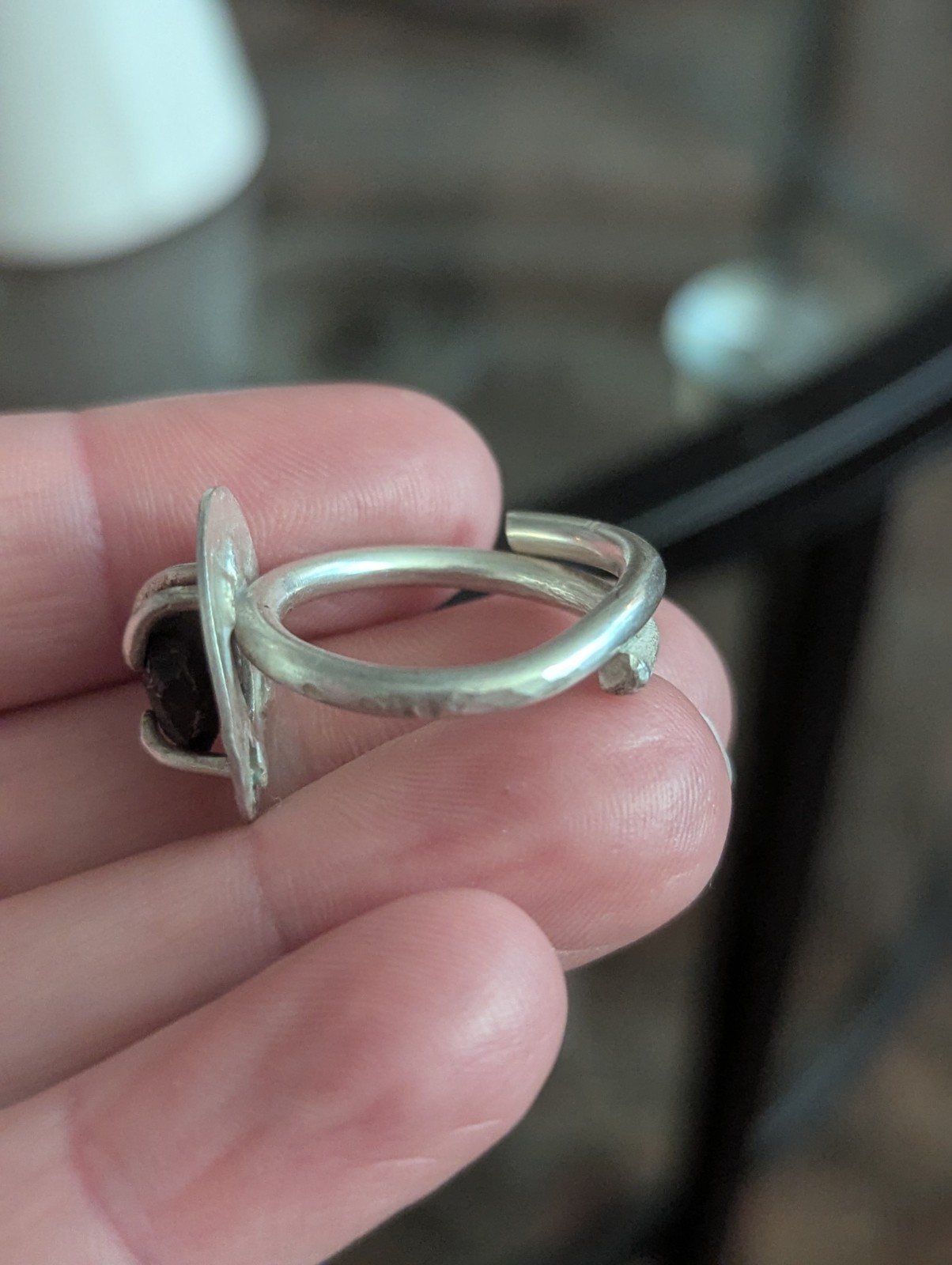 Vintage Silver Modernist Ring 7.5 Freeform Art Sculptural Irregular Handmade