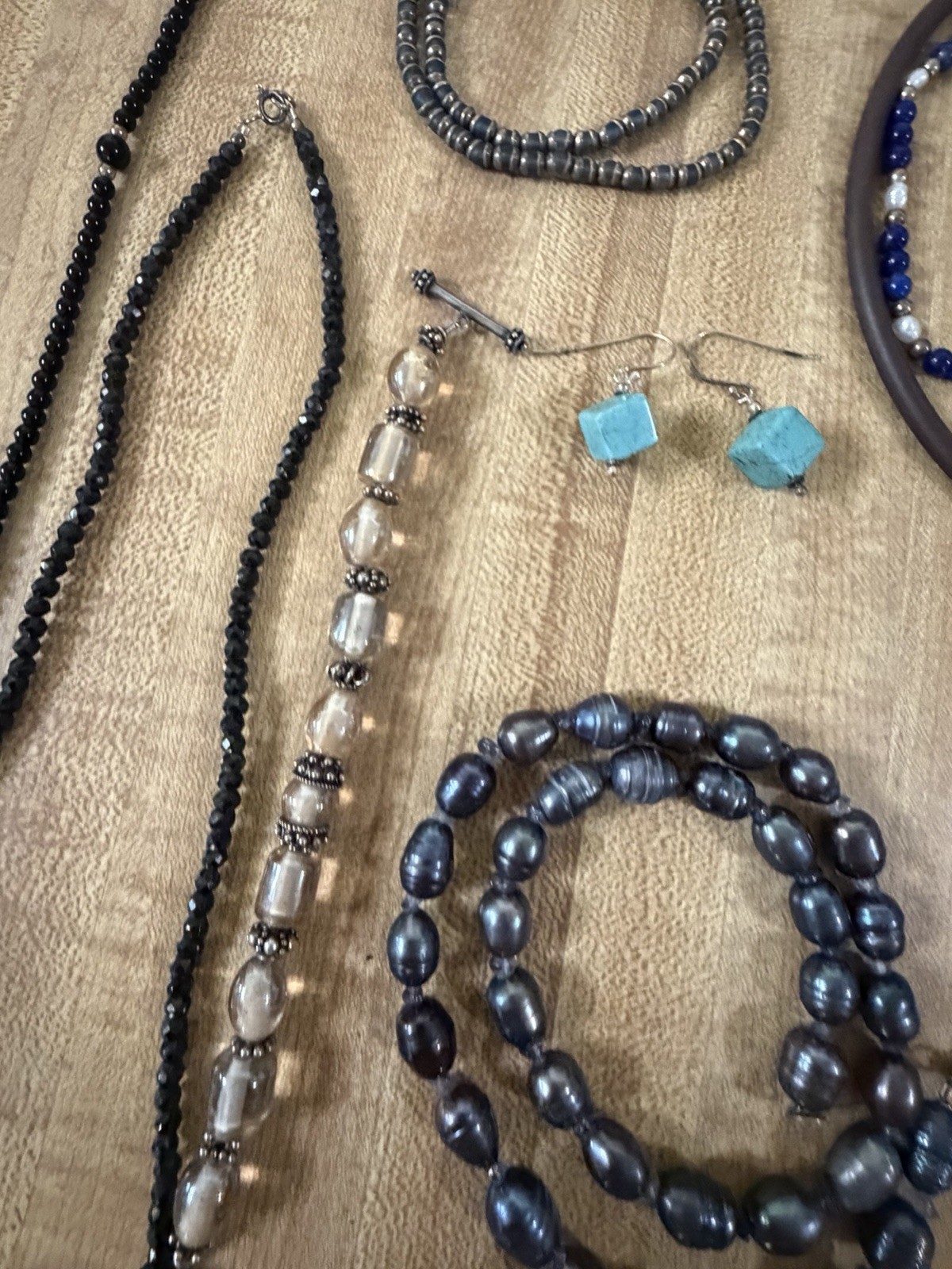 Sterling Silver Vintage Modern Mix Bead Plastic Stone Necklaces Bracelet Lot