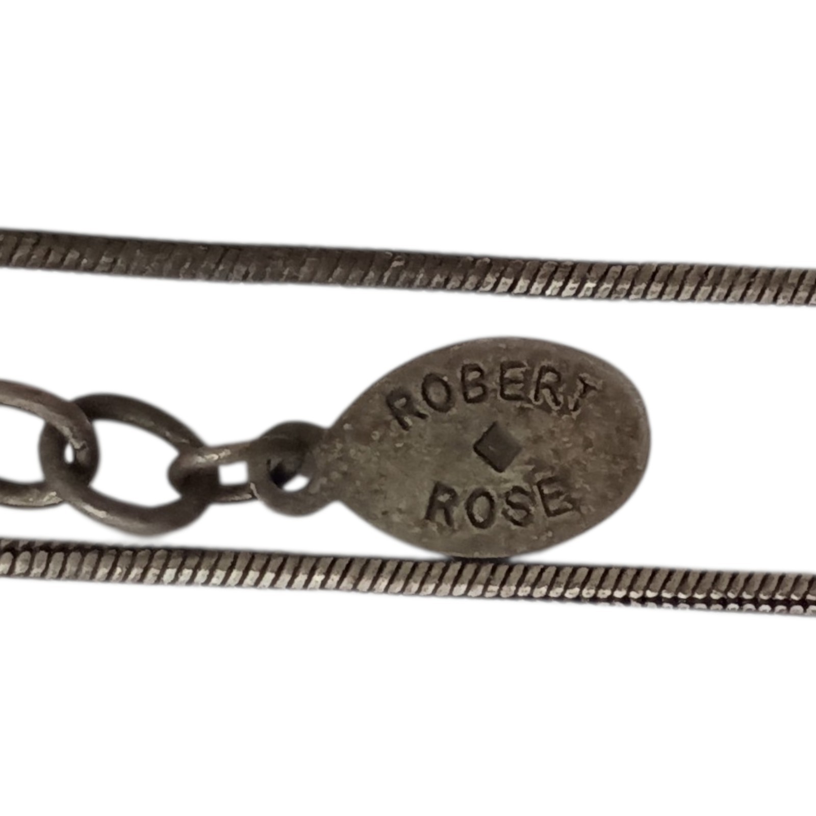 Robert Rose Pendant Faux Turquoise Necklace Antique Silver Tone Southwestern