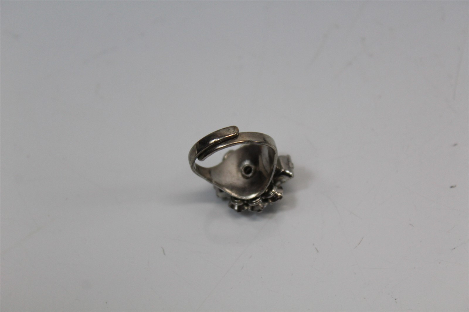 Ring Silver-Tone Alloy With Clear Stones Adjustable Size Band Vintage